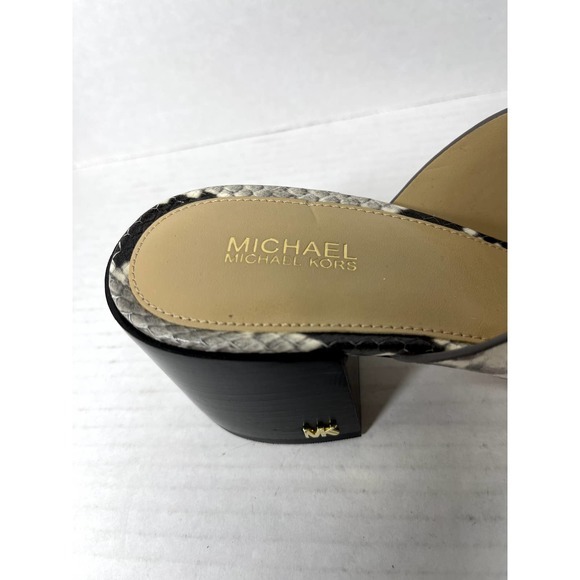Michael Michael Kors Abbott Snakeskin Slide On Criss Cross Open Toed Sandals NEW - Picture 6 of 7